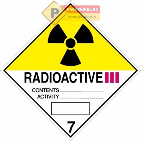 Semne pentru materiale radioactive Categoria III